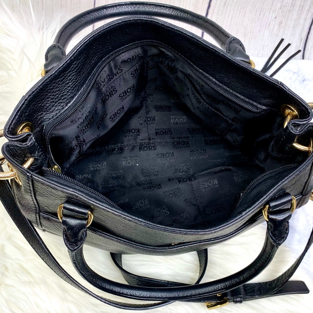 M I C H A E L K O R S : Black & Gold Leather Bag - Picture 4 of 6